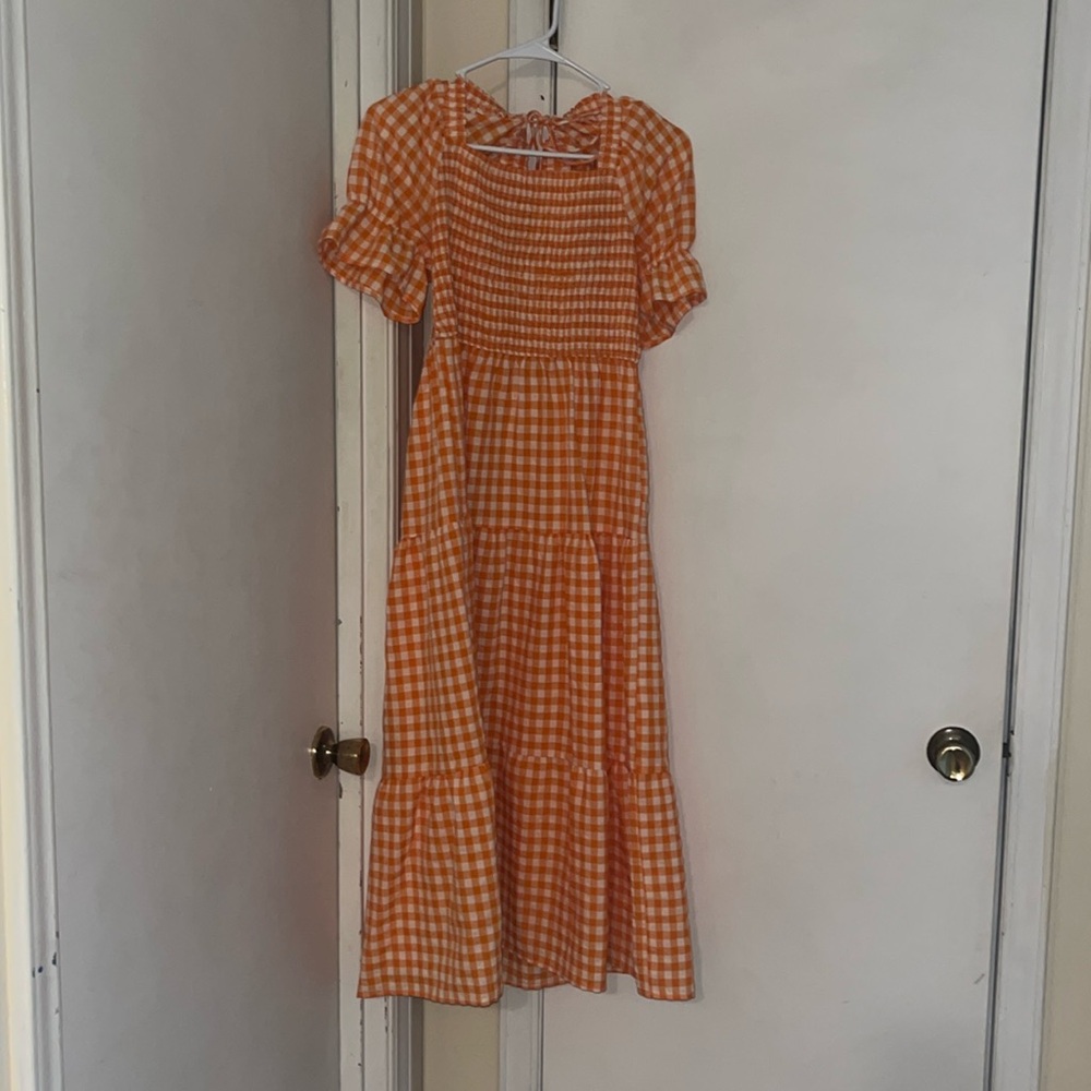 Medium Orange Gingham Dress